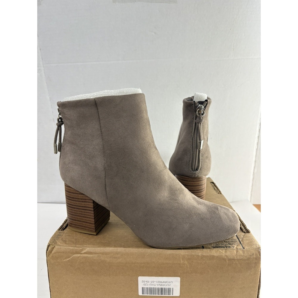 Journee Collection Women's Audrina Taupe  Boots Block Heel Booties Zip Up 12M